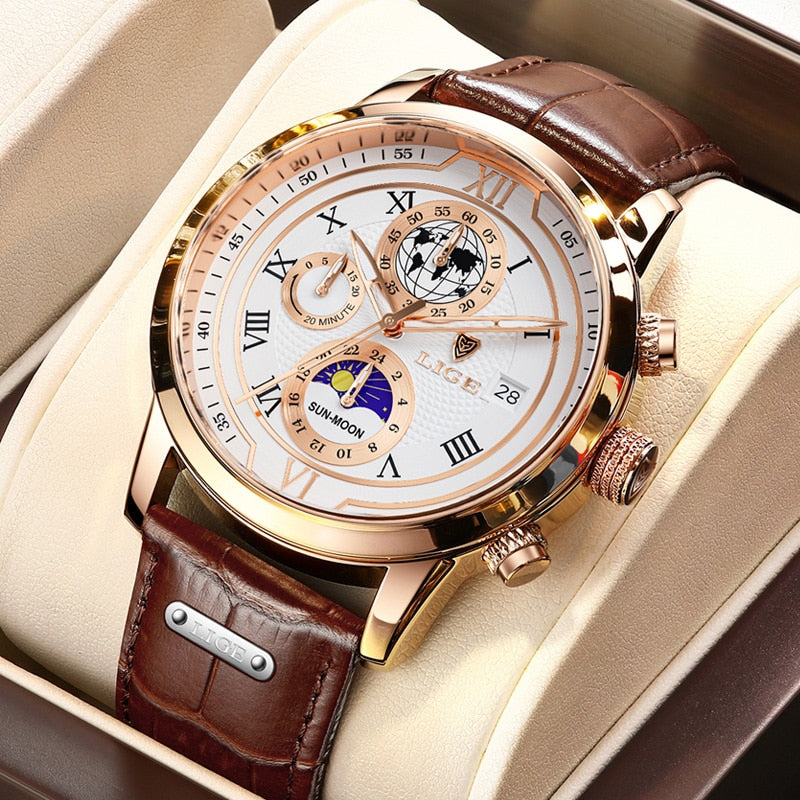 Montre Chronographe Cuir Homme Élégante - BerlinGlamour