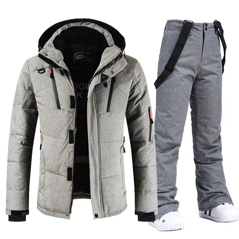 Combinaison Ski Homme Noir Matelassée avec Capuche Réglable