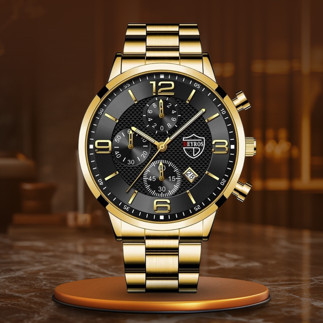 Montre Homme Élégante Noir Cuir