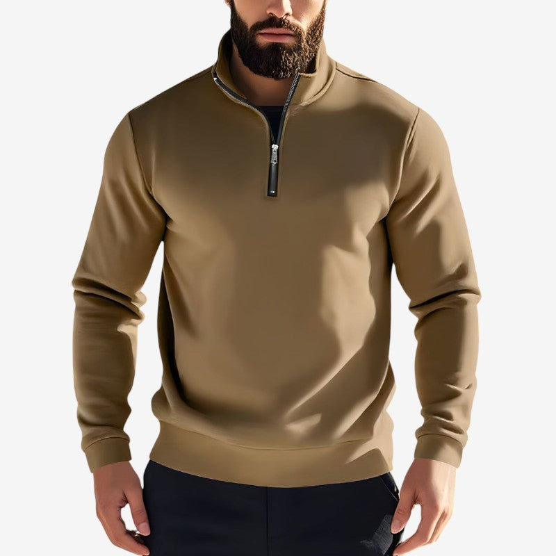 Pull à Manches Longues avec Fermeture Éclair et Col Rond