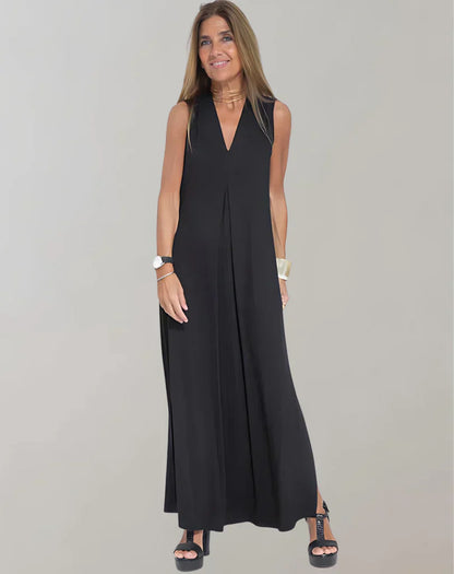 Robe Longue Élégante Plissée Sans Manches pour Femme - PanierRoyale