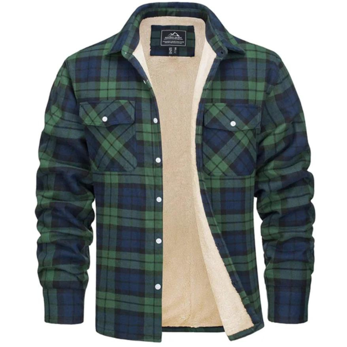 Veste Homme Flanelle Élégante avec Poches et Doublure Polaire
