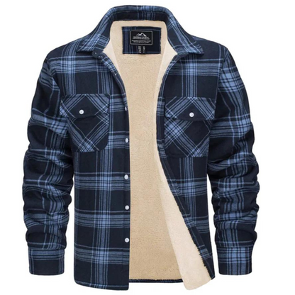 Veste Homme Flanelle Élégante avec Poches et Doublure Polaire