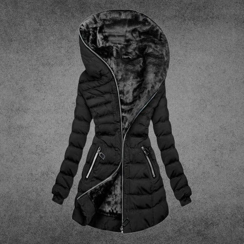 Manteau femme hiver chaud doublé faux fur