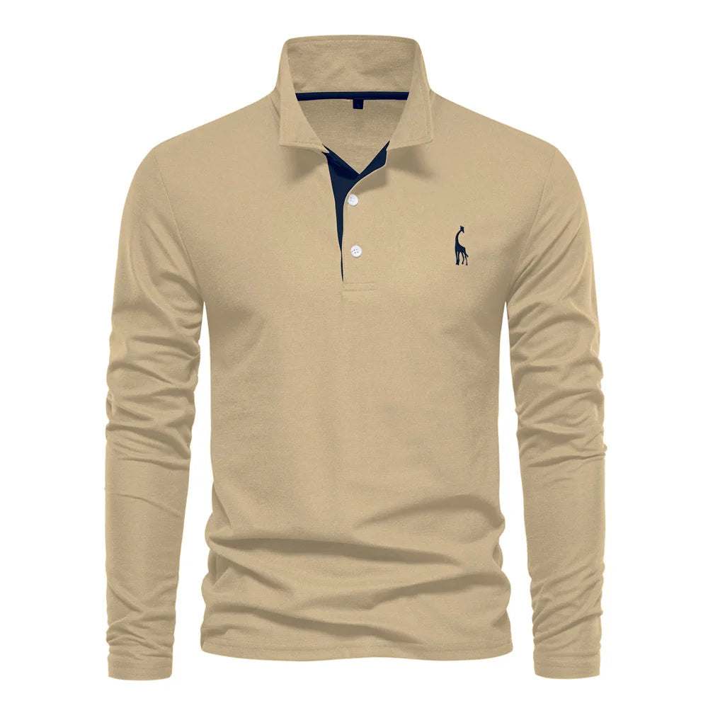 Polo homme pull à manches longues confortable