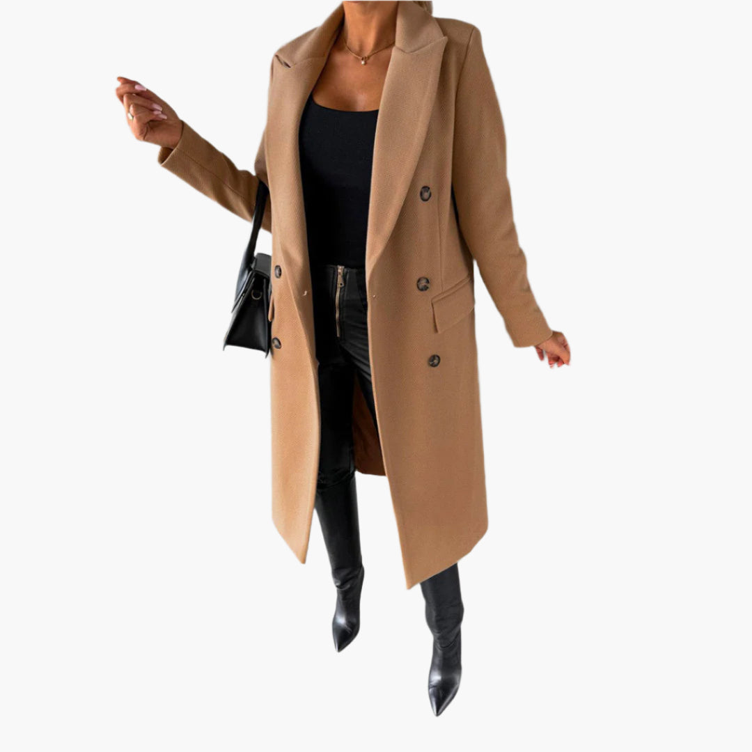 Manteau Femme Long Classique à Double Boutons