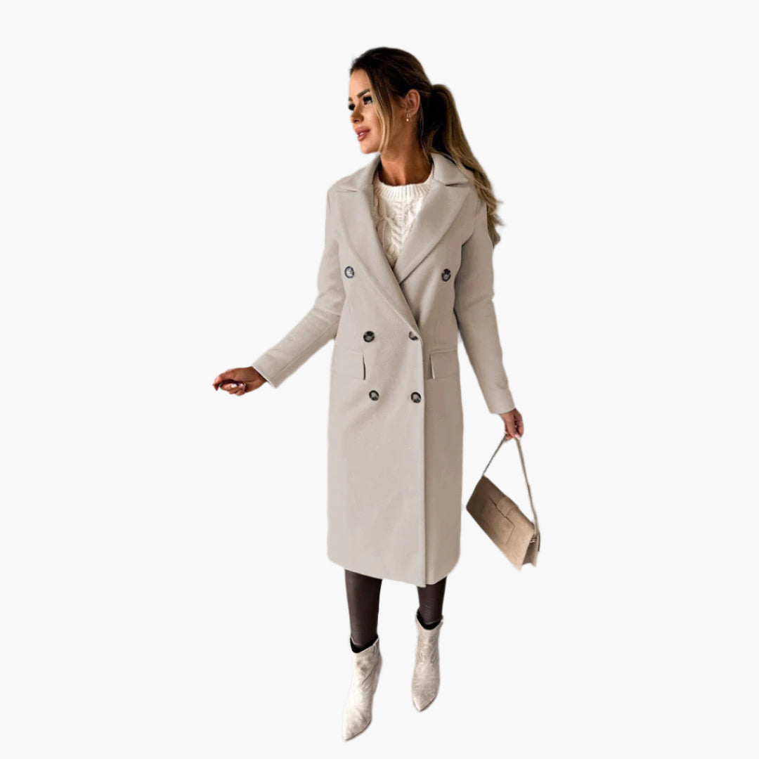 Manteau Femme Long Classique à Double Boutons
