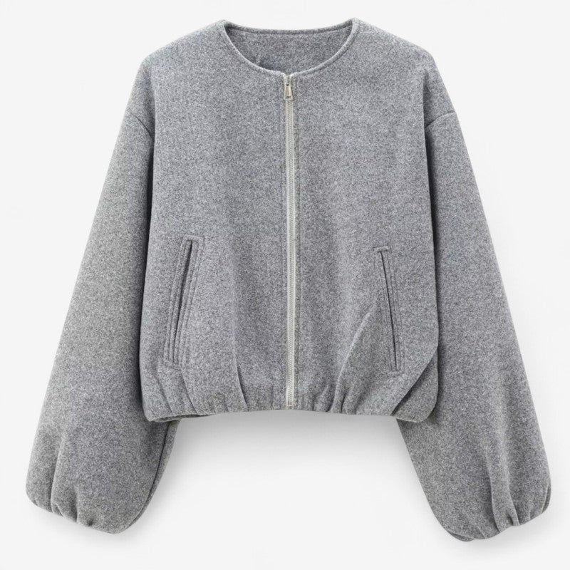 Veste Bomber Sport Cuir avec Poches Zippées