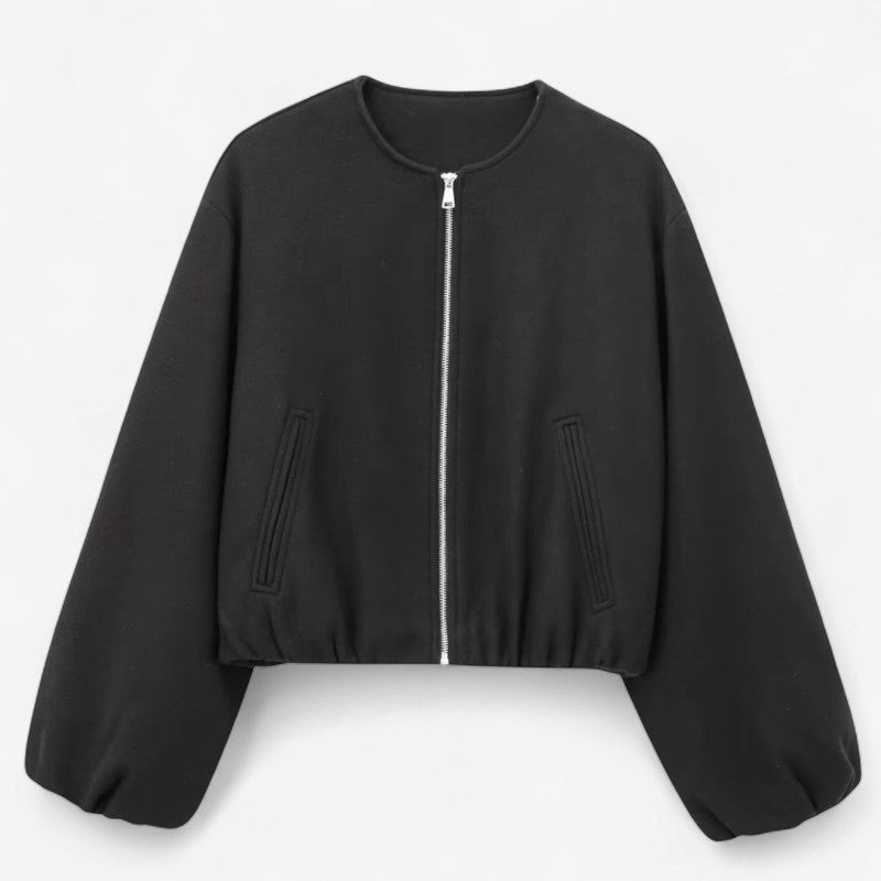 Veste Bomber Sport Cuir avec Poches Zippées - PanierRoyale
