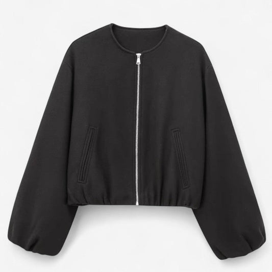 Veste Bomber Sport Cuir avec Poches Zippées - PanierRoyale