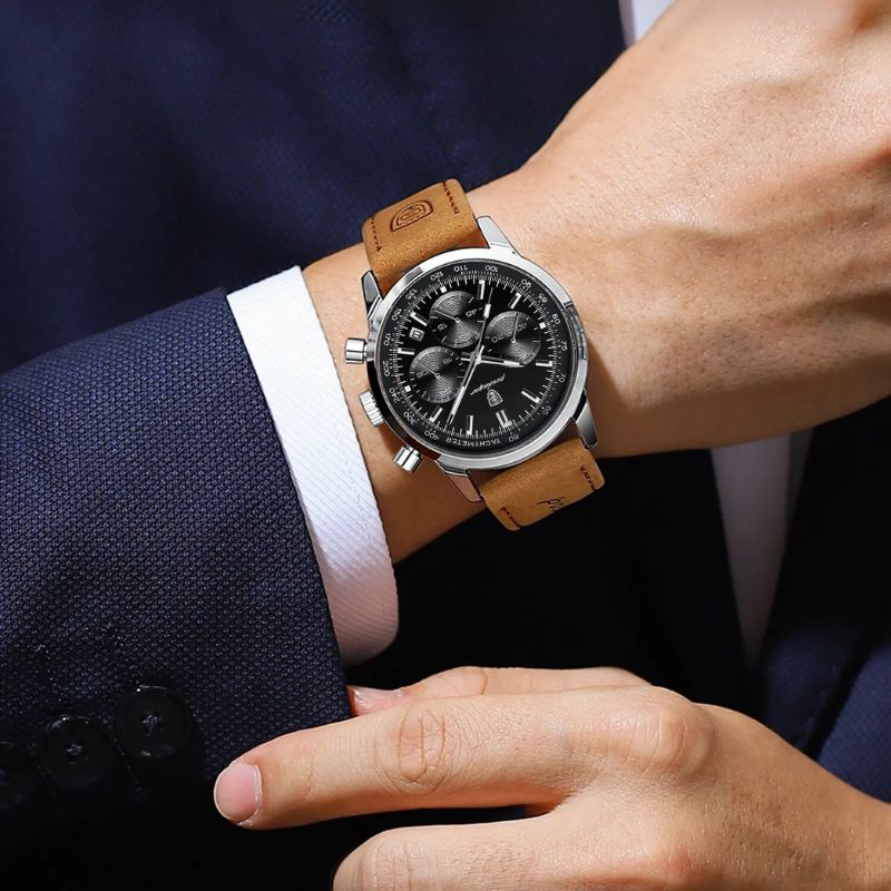 Montre Homme Chronographe Classique Cuir
