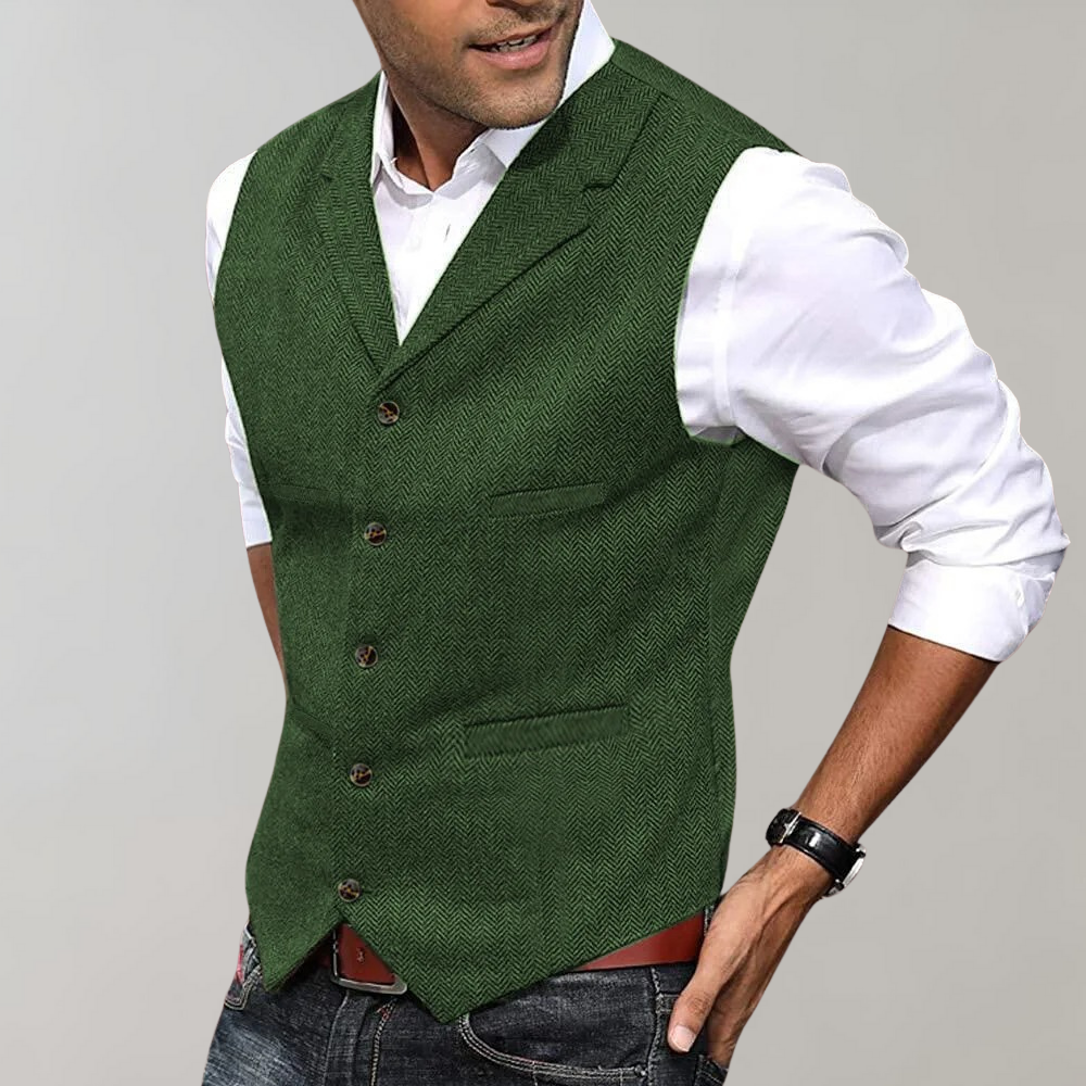 Gilet Homme Classique Sans Manches en Tissu avec Fermeture Boutons - PanierRoyale
