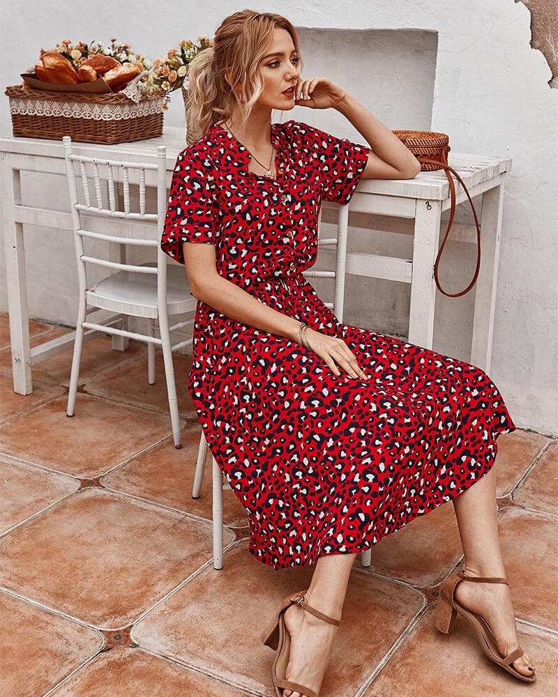 Robe femme imprimé léopard tendance élégante