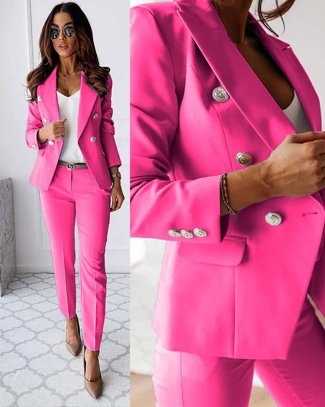 Costume Femme Chic - Ensemble Élégant Veste et Pantalon Tailleur