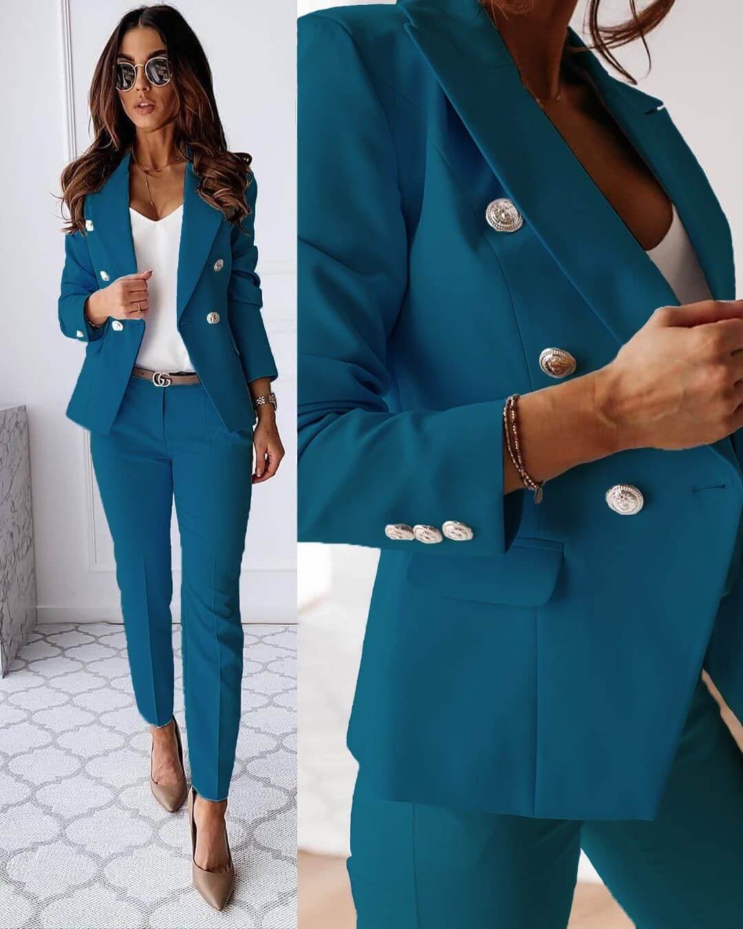 Costume Femme Chic - Ensemble Élégant Veste et Pantalon Tailleur