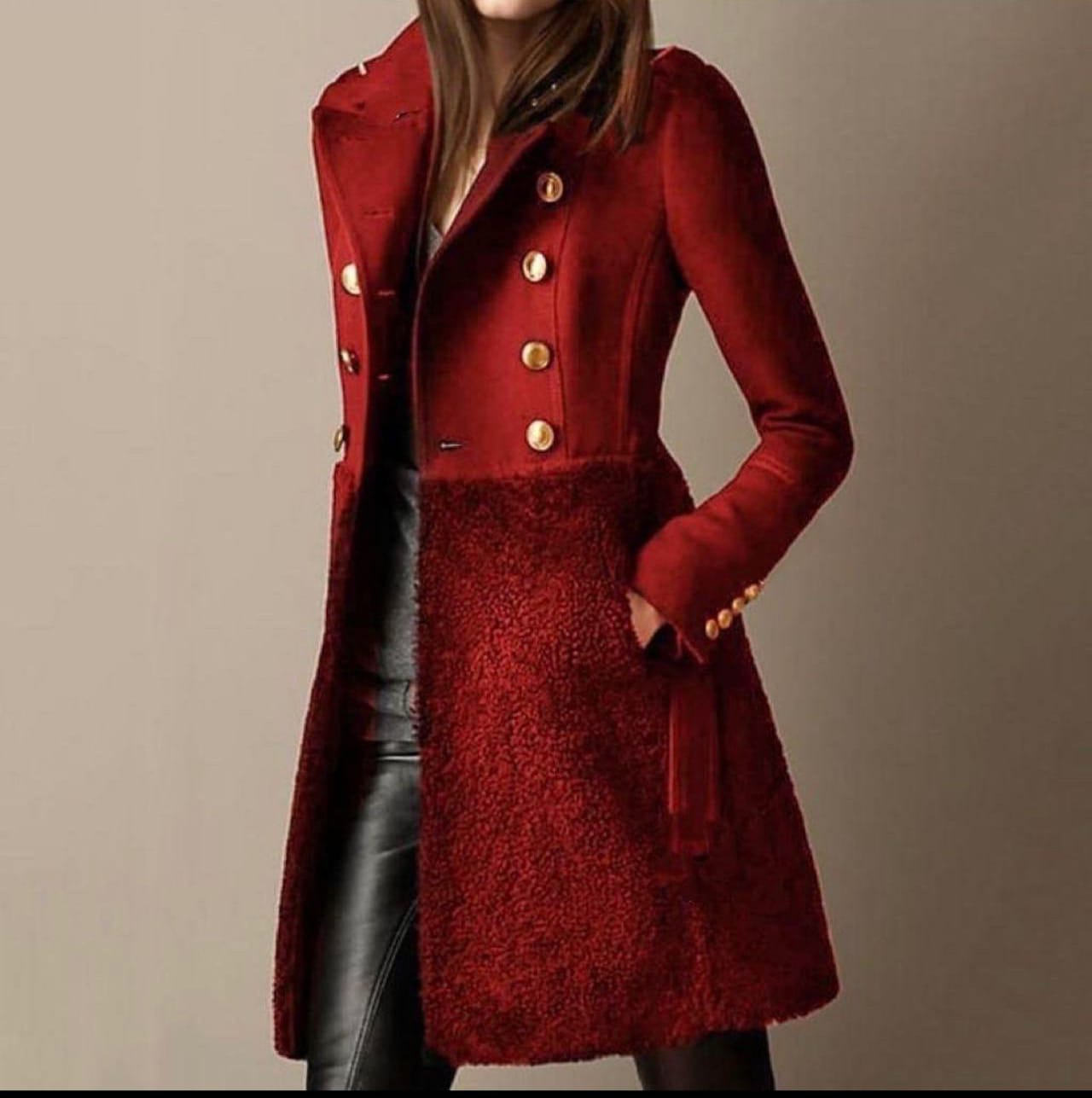Manteau Femme Laine Double Boutonnage Coupe Croisée