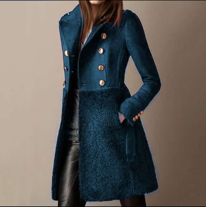 Manteau Femme Laine Double Boutonnage Coupe Croisée