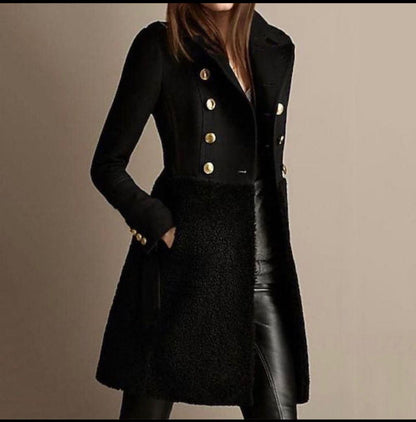 Manteau Femme Laine Double Boutonnage Coupe Croisée
