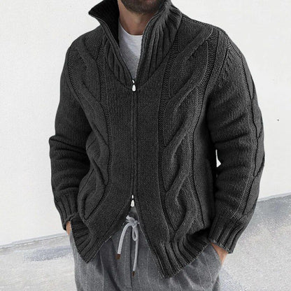 Cardigan D'hiver Zippé À Col Roulé Pour Homme | Manches Longues