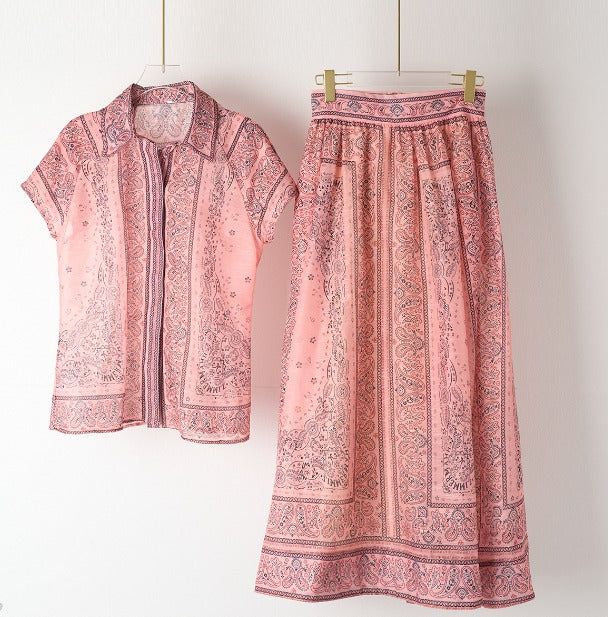 Robe et Blouse Ensemble Élégant Paisley Moderne