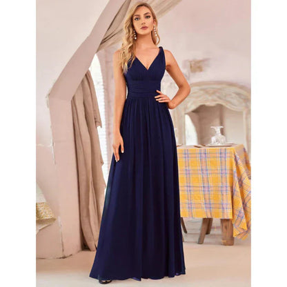 Robe De Soirée Maxi Sans Manches Pour Femme | Col En V