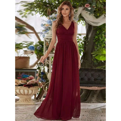 Robe Soirée Longue Femelle Sans Manches Col en V