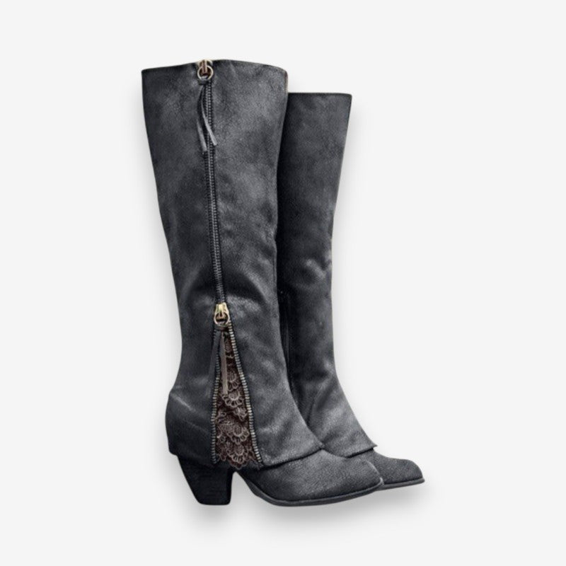 Bottes Femmes Chic à Talon Haut et Fermeture Éclair