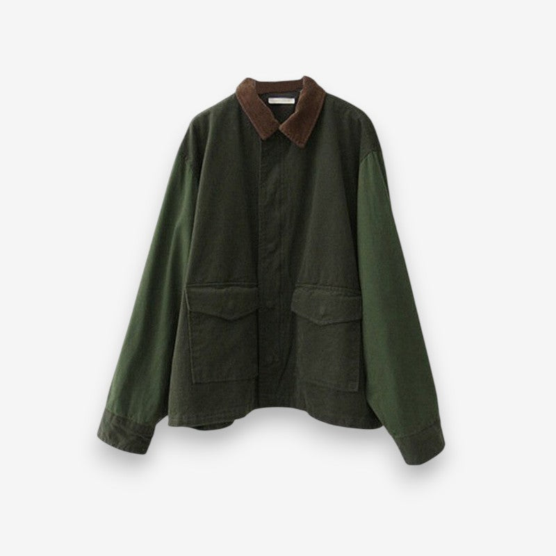 Veste en cuir col rabattu avec poches latérales - PanierRoyale