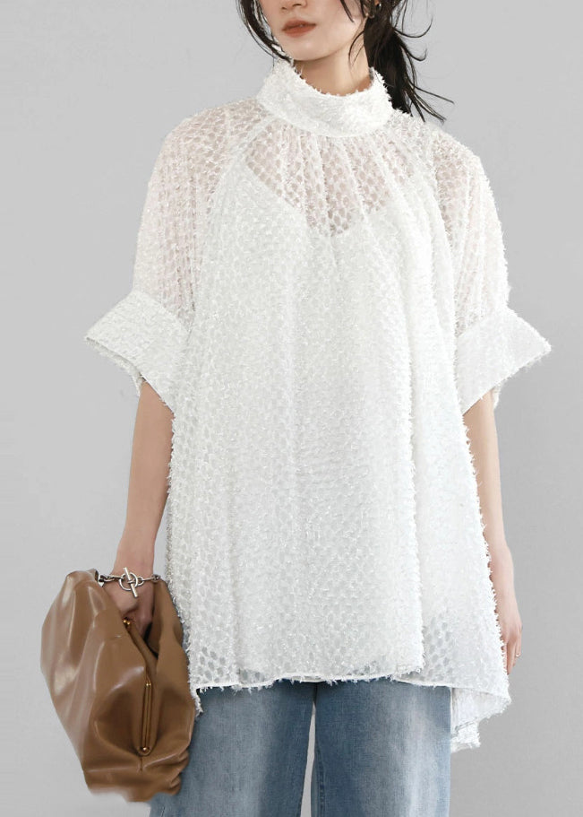 Blouses blancs légères décolleté V pour femme été - EasyApparels