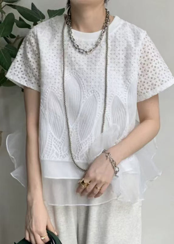 Légers patchwork blanc robes d'été en dentelle - EasyApparels