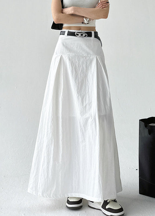 Robe d'été blanche en coton taille haute zip - EasyApparels