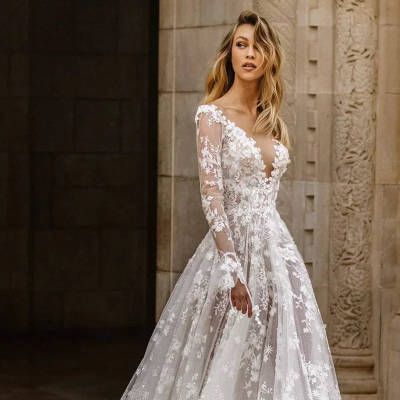 Robe de Mariée Dentelle Élégante et Romantique - PanierRoyale
