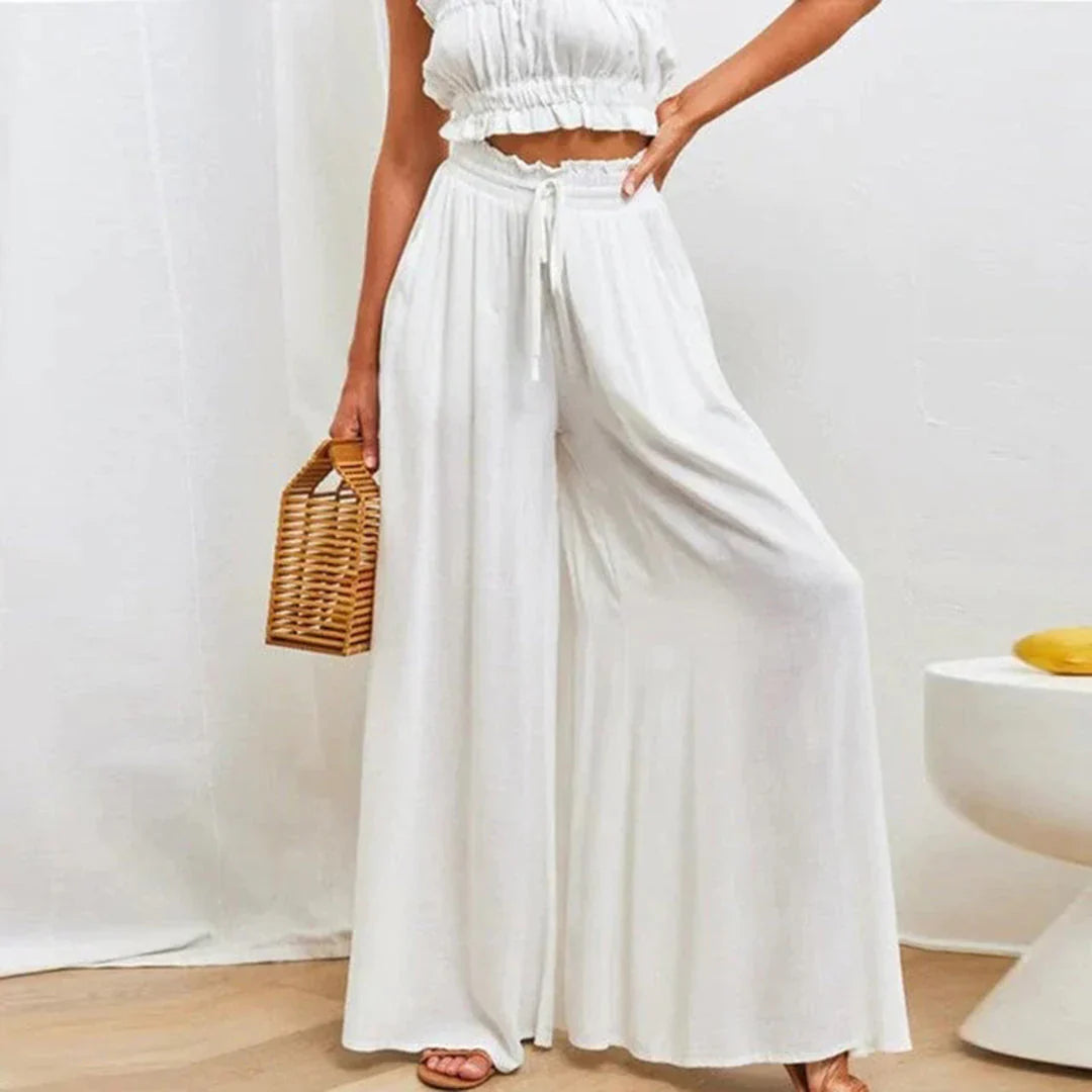 Pantalon Taille Haute Élégant avec Jambes Larges