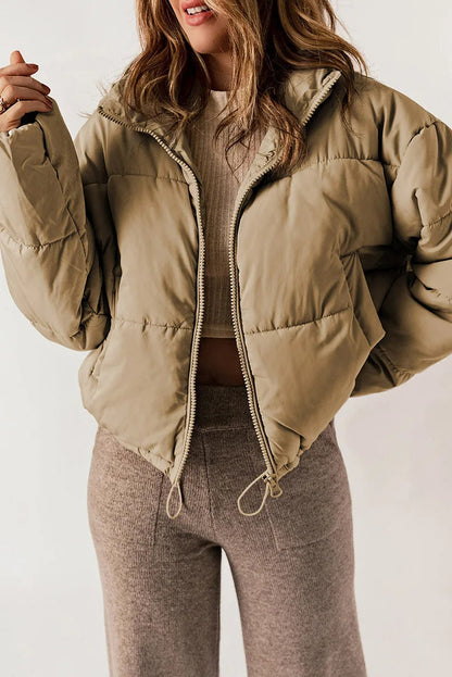 Doudoune Femme Hiver Chic - Parka Courte Oversize au Col Montant