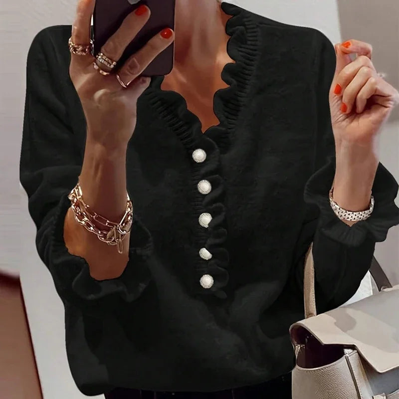 Pull Femme Élégant Col V Décontracté - PanierRoyale