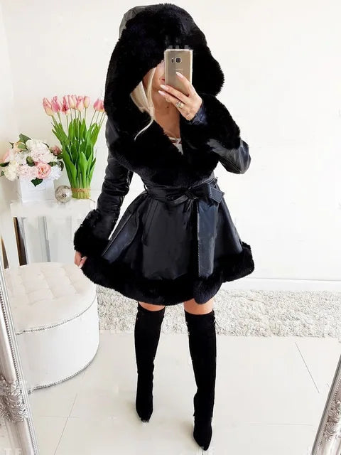 Manteau Femme Hiver Long Capuche et Doublure Chaude
