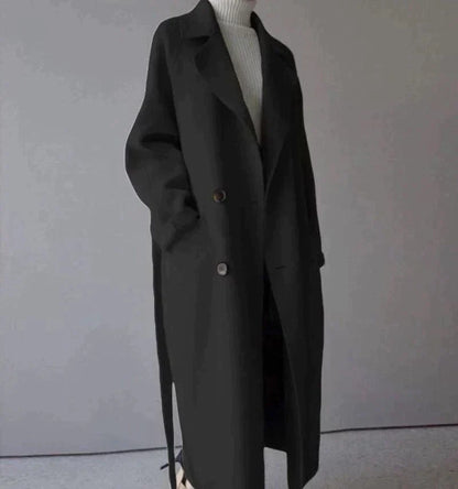 Manteau Femme Laine Mi-Long Élégant avec Ceinture à la Taille