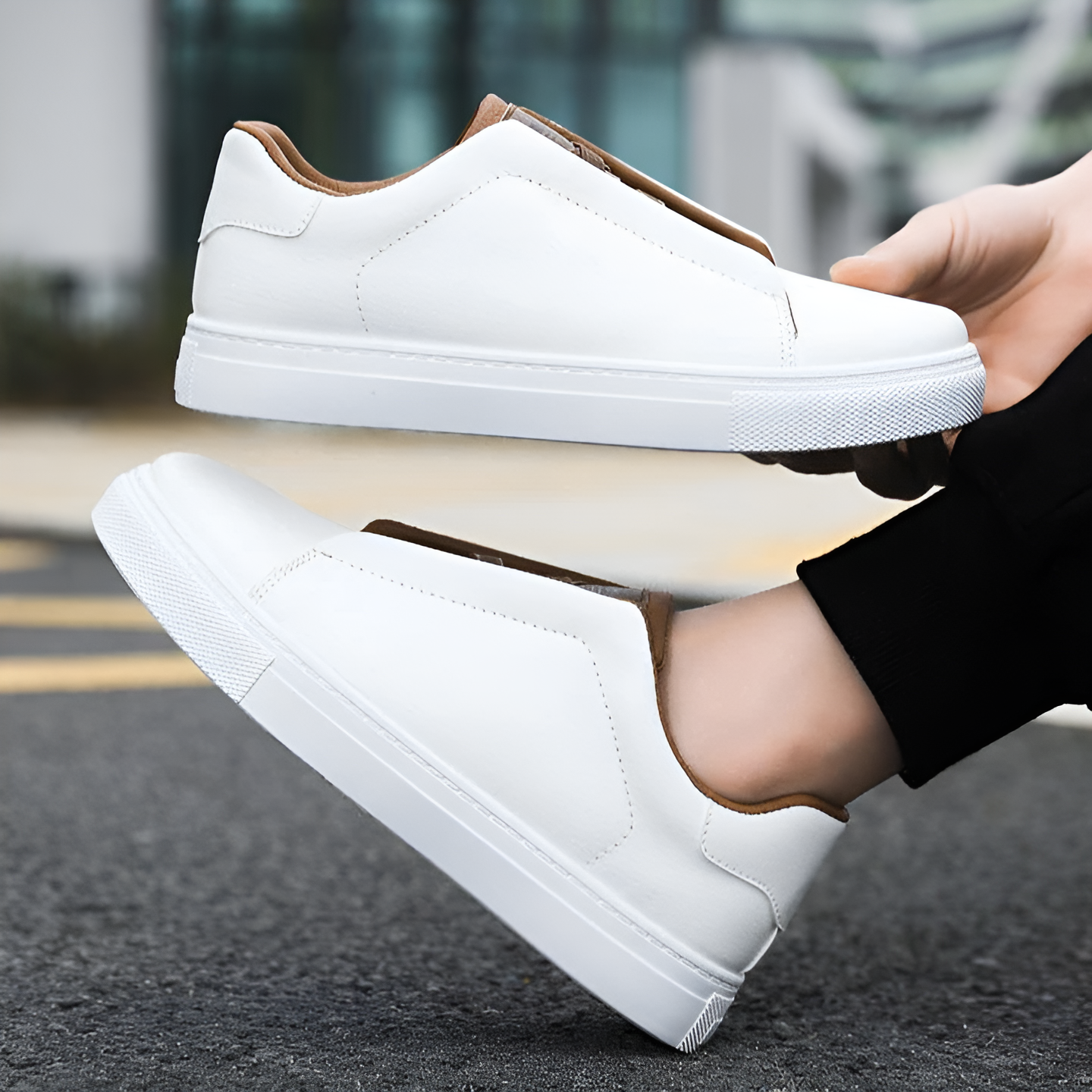 Baskets Homme Blanc Cuir de Qualité
