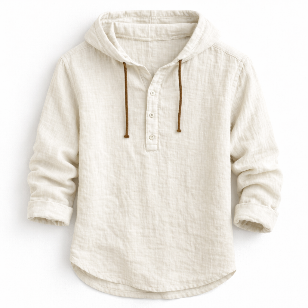 Chemise Homme Lin Coupe Décontractée Capuche Ajustable