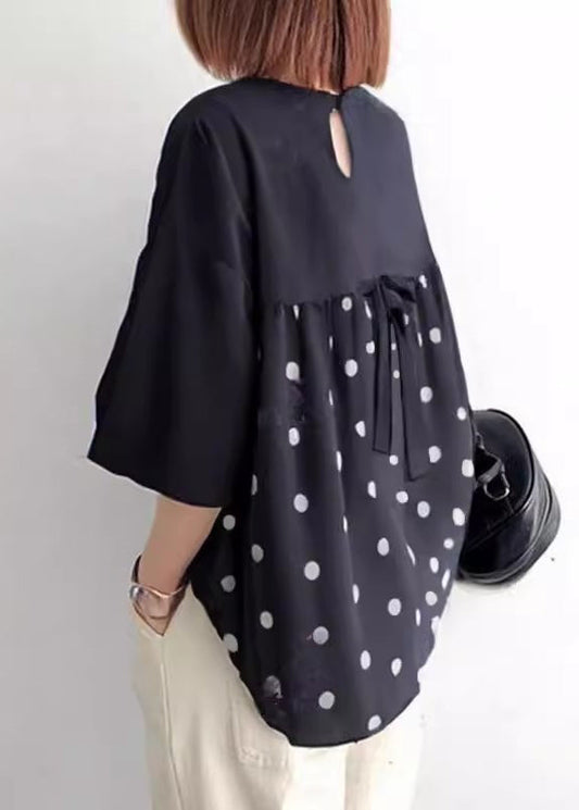 Grand chemisier noir en coton pour femme, modèle été décontracté - EasyApparels