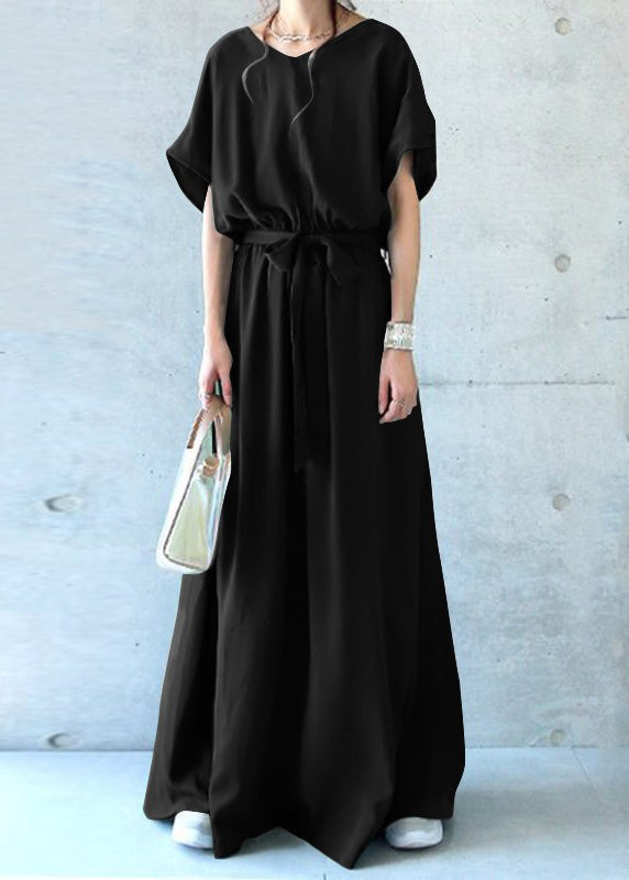 Robe d'été légère en coton pour femme noir - EasyApparels