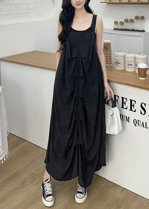 Femme Coton Noir Décontracté Robe d'été - EasyApparels