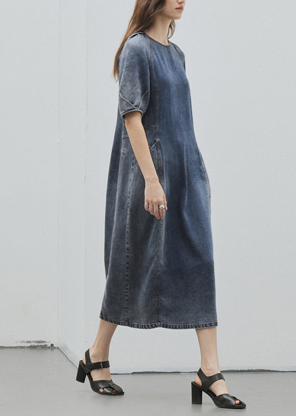 Robe décontractée en denim bleu pour femme - EasyApparels
