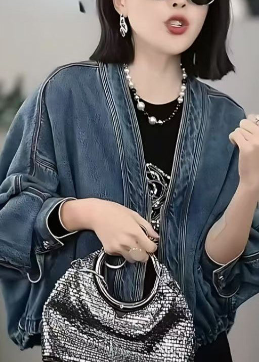 Veste femme décontractée bleue avec fermeture éclair - EasyApparels