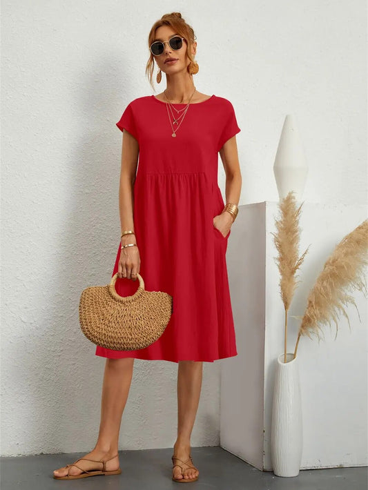 Robe Femme Élégante Longue avec Ceinture et Détails Féminins - PanierRoyale