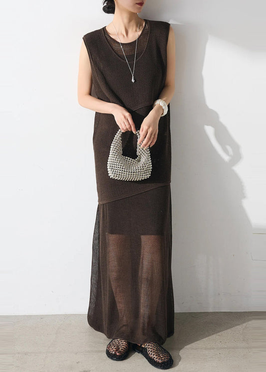 Robe deux pièces tulle brune femme été - EasyApparels
