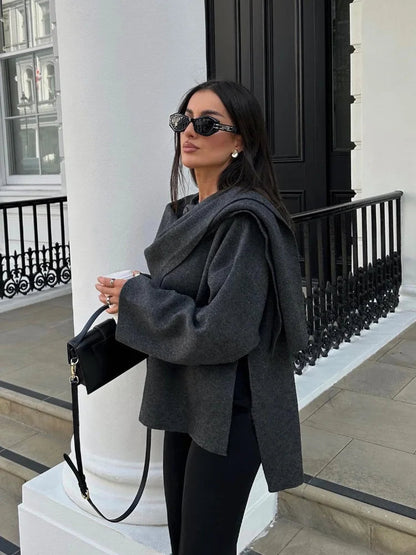 Pull Femme Élégant avec Écharpe assortie