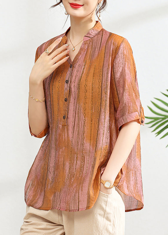 Dressy Green Cotton V Neck Summer Top for Women - EasyApparels