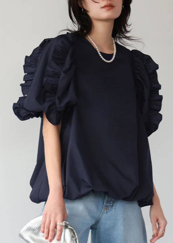 Grand chemisier bleu marin en coton pour femme - EasyApparels