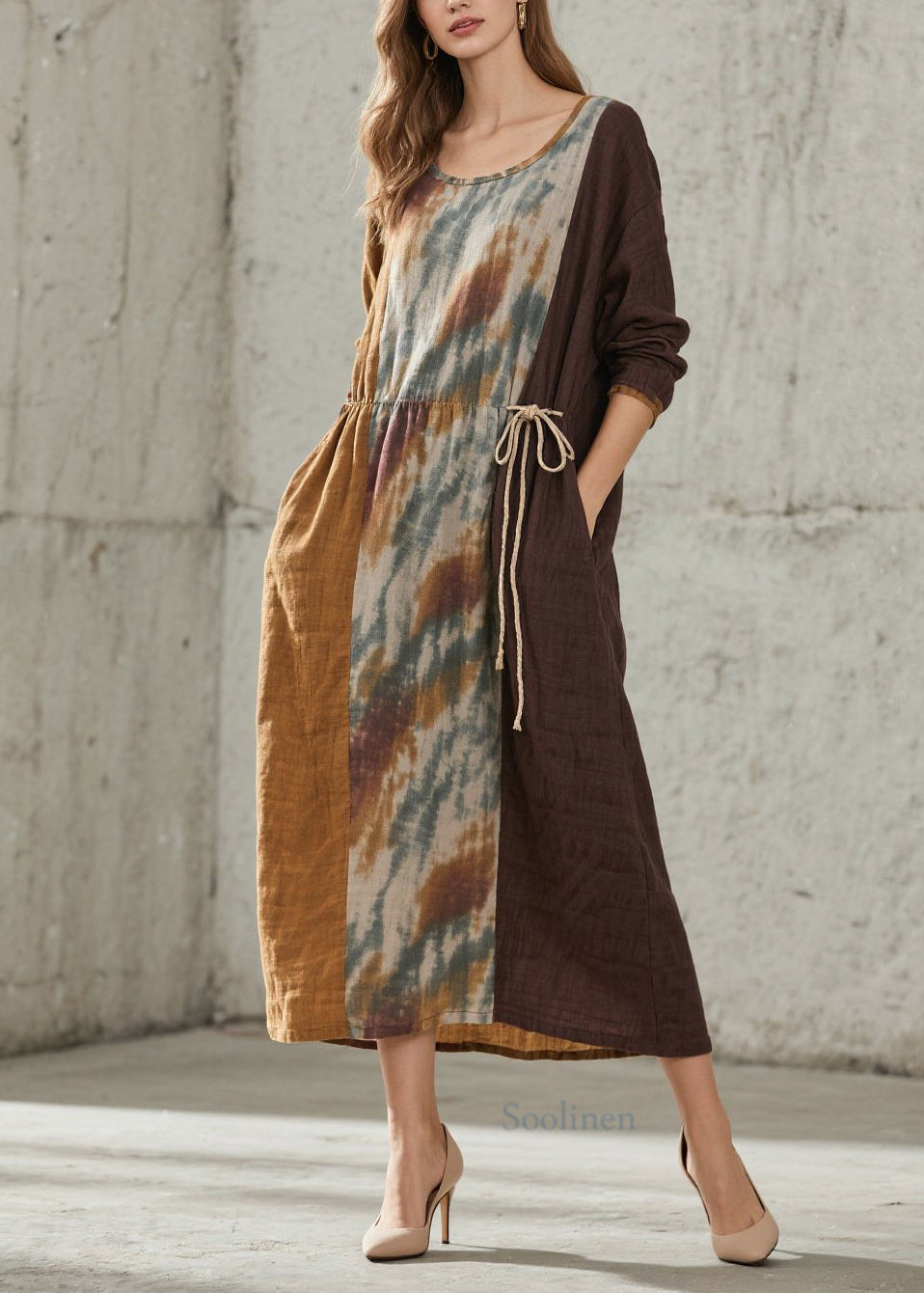 Robe de coton doux à lacets pour femme - EasyApparels